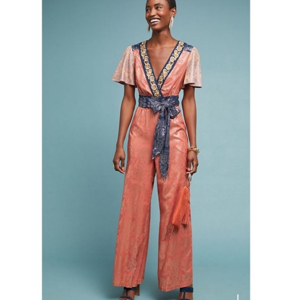 Akemi + Kin Emmy Embroidered Wrap Jumpsuit